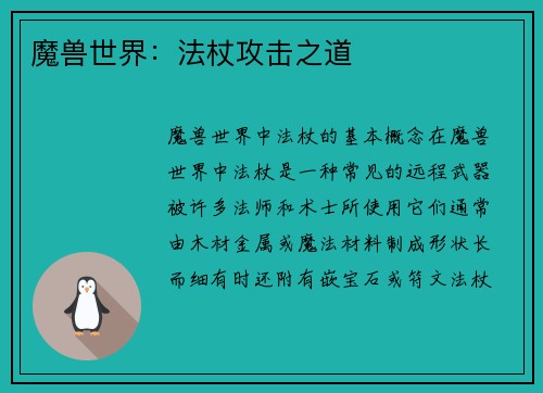 魔兽世界：法杖攻击之道